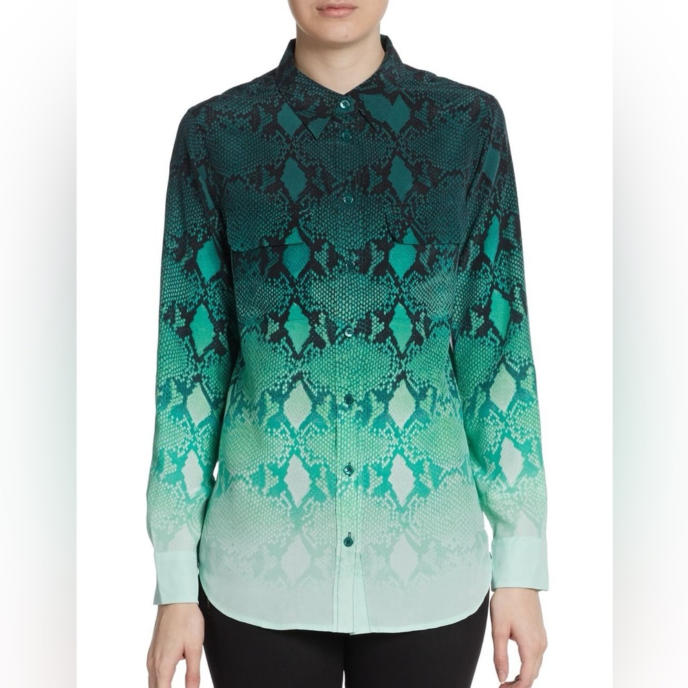 quipment silk Button down blouse size Small
